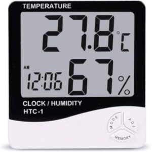 Thermocare Plastic Abstract LCD Temperature Clock (White)